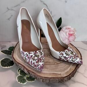 ALDO Lala Pointed Toe Stiletto Pump in White Butterfly Multicolor, Womens 7.5